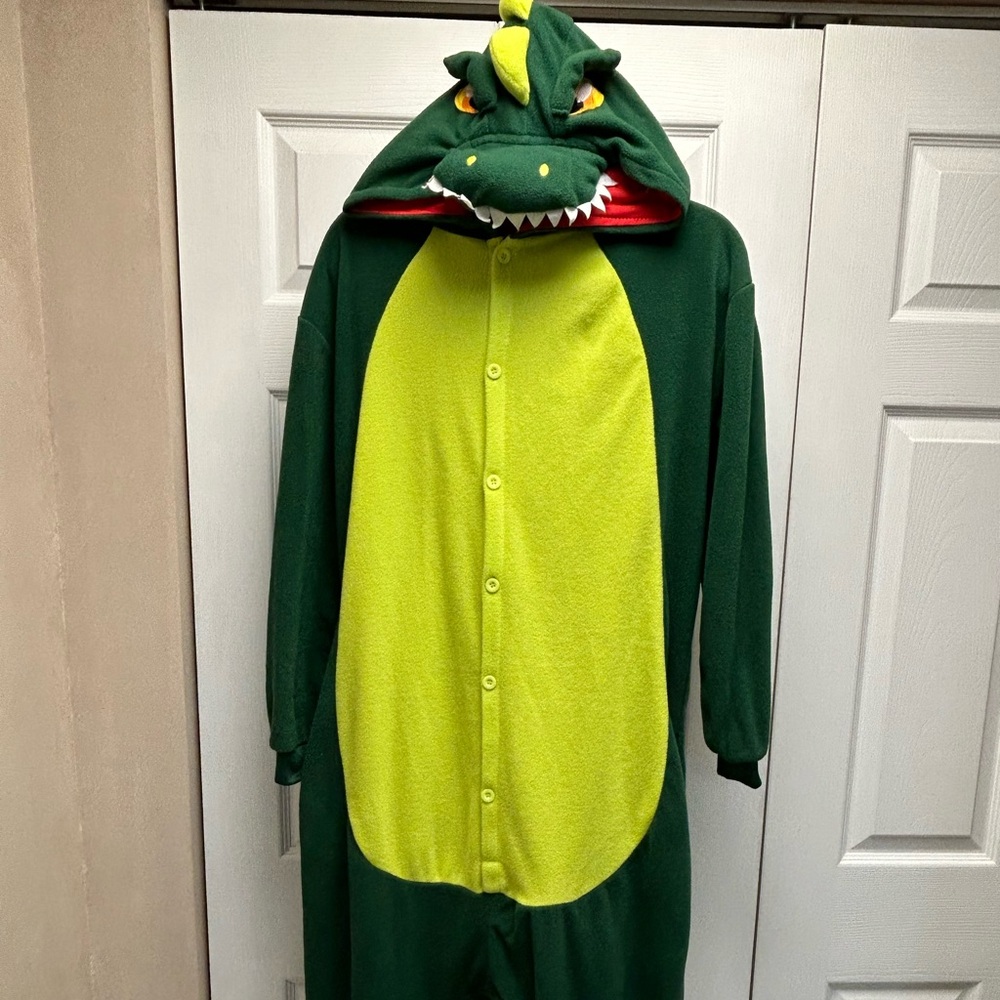 Playful Green Dinosaur Hooded Onesie